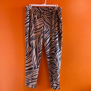 Animal print silk joggers plus size